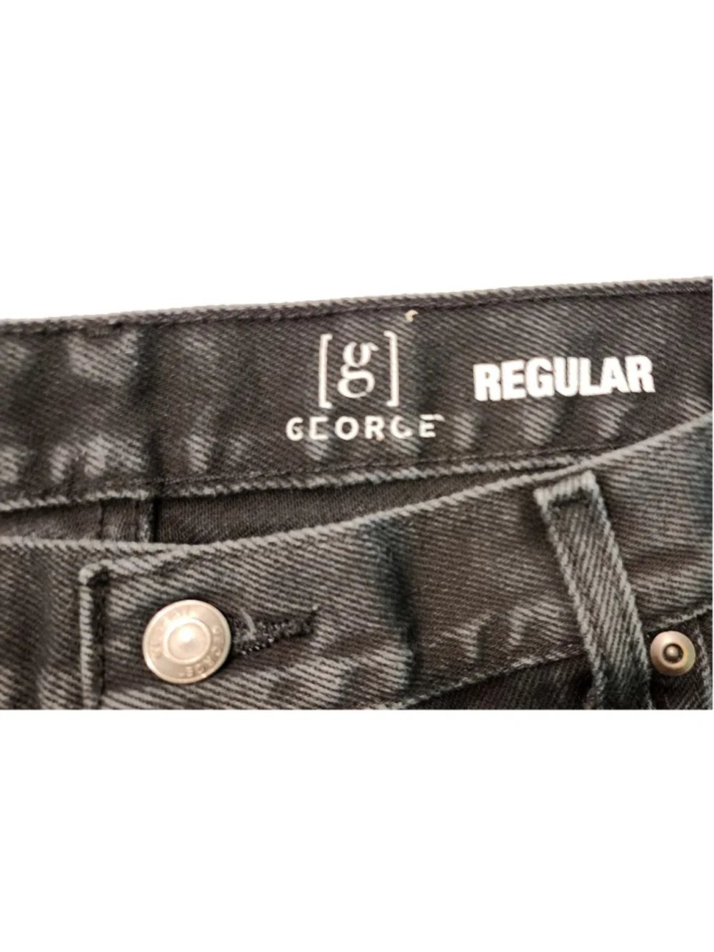 George Men's Black Regular Fit Straight Leg Jeans 40x30 100% Cotton Denim